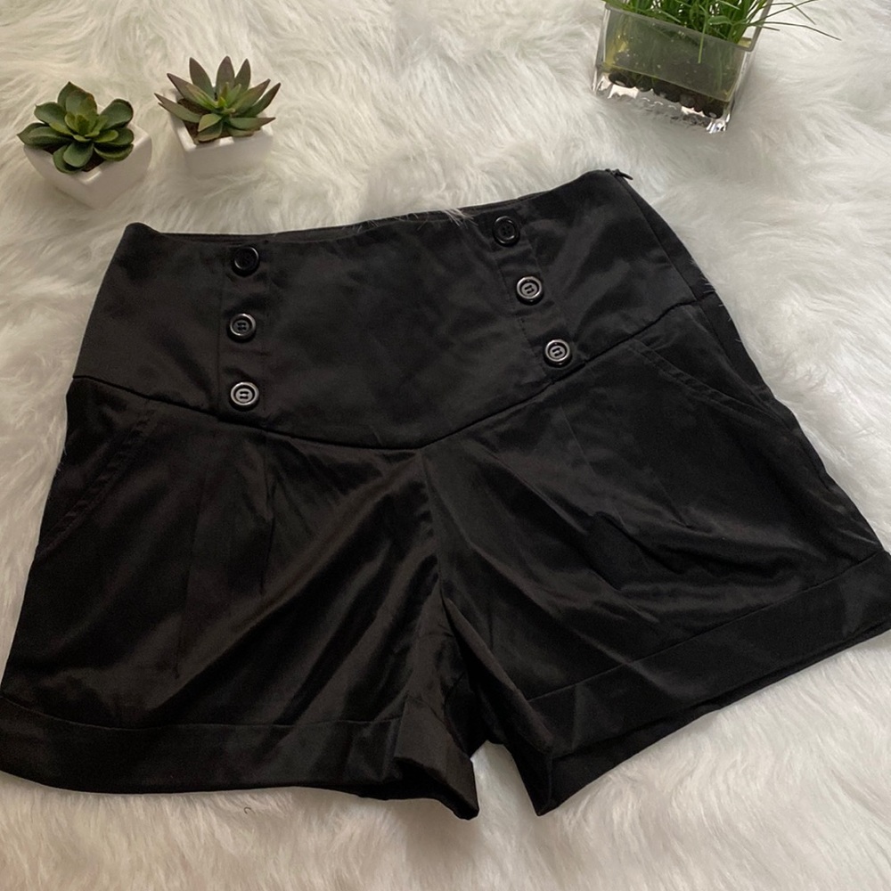Vintage NWT black satin shorts